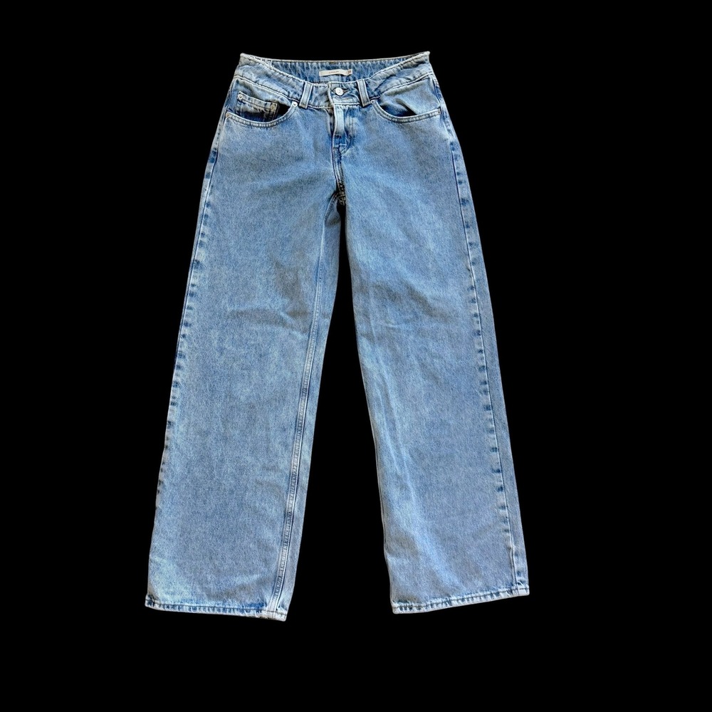 Levis Superlow Wide Leg Jeans Light Wash Blue Denim W28 L32 A7498-0000 Womens